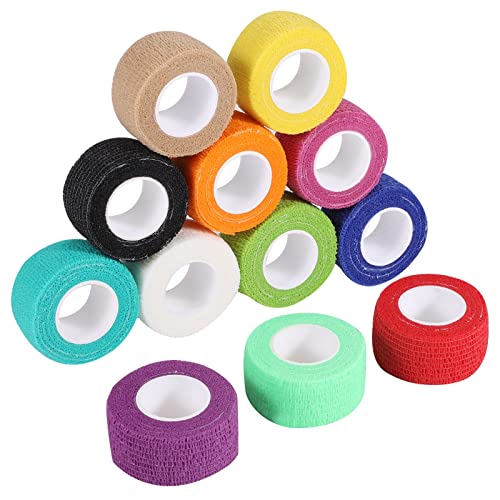 12 Rollos Tape Crossfit, 2,5 cm x 4,5 m Venda Cohesiva Venda Elastica Adhesiva Esparadrapo Deportivo para Deportes Mano Brazo Pie Articulación Dedo (Colorido)