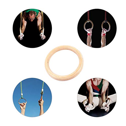 2 anillos de gimnasia de abedul para entrenamiento de gimnasia, de madera, para entrenamiento de fuerza, 28 mm, 32 mm (cuerda de elevación no incluida).