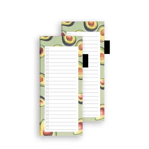 2 blocs Notas de frutas del refrigerador Bloc Notas Magnéticas Nevera Lista de la Compra para compras, para hacer, planes de comidas（aguacate)