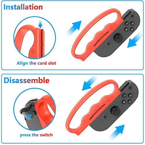 [2 Piezas] Empuñadura de Boxeo Fitness Compatible con Nintendo Switch Fitness Boxing Game, para Nintendo Switch Joy-con Fitness Boxing Game Assit Tool Grip (Rojo + Azul)