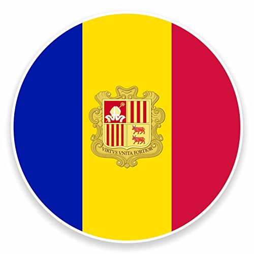 2 x 10 cm Bandera de Andorra vinilo adhesivo para ordenador portátil o equipaje de viaje etiqueta #9507