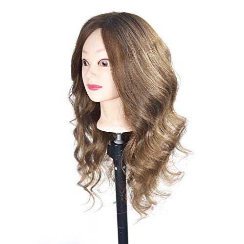 20 "- 22" cabeza de entrenamiento 100% cabeza de muñeca maniquí de belleza de cabello real (incluyendo clip de mesa)