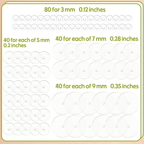 200 Discos de Perforación Transparente de Bulto Perforante 3/5/ 7/9 mm Espalda Tapón de Aretes de Silicona Almohadilla Plástica para Estabilizar Parche Soporte de Lóbulo Oreja, 4 Tamaños