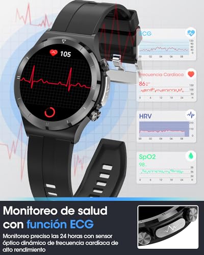 2023 Nuevo Reloj Inteligente Hombre, Reloj Medidor Glucosa en Sangre, 24/7 Pulsómetro y Monitor Sueño, 1,39” Pantalla Smartwatch con Llamadas, 123 Modos Deportivos, IP68 Impermeable Android iOS