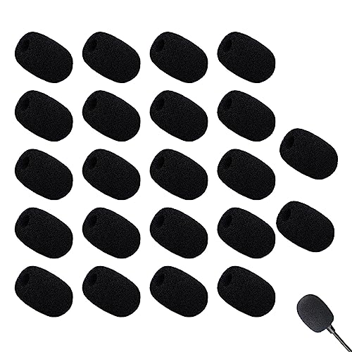 22 Piezas Antiviento Micrófono Mini Cubiertas de Micrófono de Espuma Micrófono Espuma para Aula, Sala Conferencias, Entrevistas Noticias (Negro)