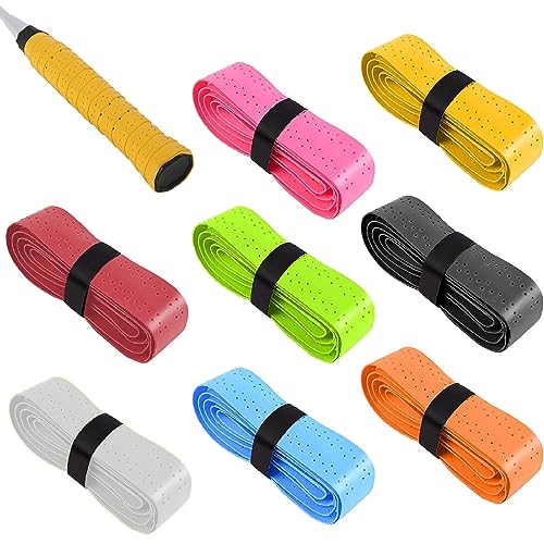 8pcs Grip Tape Tennis Racket, Grip Tape for Badminton, Squash Racket, Self Adhesive Grip Tape, Anti-Slip Badminton Racket- Multicolor