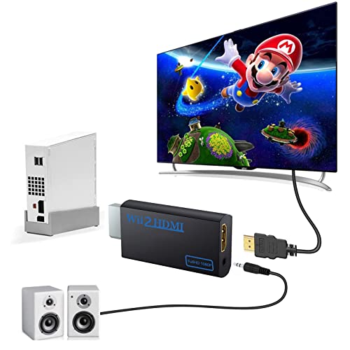 Adaptador Wii Consola a hdmi Adaptador de vídeo convertidor Pconvertidor para Nintendo,Juegos Wii,Wii Conector,Monitor de TV,Proyector