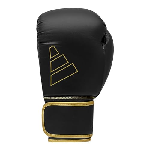 adidas Boxing Gloves - Hybrid 80 - for Boxing, Kickboxing, MMA, Bag, Training & Fitness - Boxing Gloves for Men & Women - Weight (12 oz, Black/Gold)