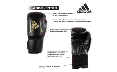 adidas Guantes de Boxeo Speed 50, Negro, 10, ADISBG50