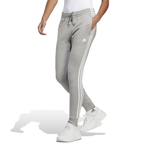 adidas Mujer Essentials 3-Stripes Pantalones de chándal, Medium Grey Heather/White, M
