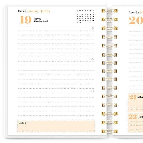 Agenda 2024 Anual Personalizada - Agenda 2024 Día por Página - Diseño de Flores en Portada - Agenda Tamaño A5 desde Enero 2024 a Diciembre 2024. ONEPERSONAL