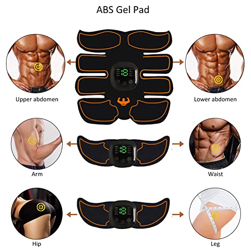 AILEDA Electroestimulador Muscular Abdominales, USB Recargable EMS Estimulador Muscular Abdominales para Abdomen/Cintura/Pierna/Brazo/Glúteos