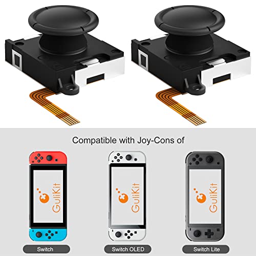 AKNES GULIKit Hall Sensing Joystick para Switch JoyCon, Kit de Reparación de Reemplazo de Joy Con, Herramientas de Repuestos para Switch OLED / Switch / Switch Lite (1 Pair)