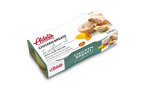 Aldelis Pechuga de Pollo en Aceite de Girasol Healthy Canned Chicken Breast in Sunflower Oil Ready to Eat ideal for Salad and Sandwich Ideas. 26% Protein, 96,5% Fat Free Low Sugar Food - Pack 16x160gr