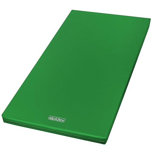 ALPIDEX Colchoneta gimnasia 200 x 100 x 8 cm esterilla deporte con antideslizante, densidad aparente 20 (muy blanda), Color:verde