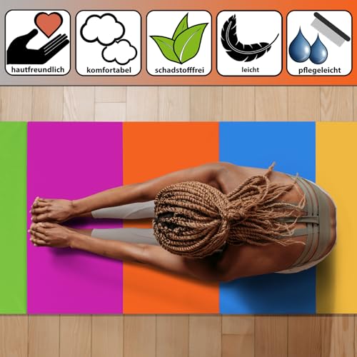 ALPIDEX Esterilla de gimnasia 185 x 78 x 3 cm plegable colchoneta de ejercicio suave de suelo deportiva para el hogar niños adultos, Color:multicolor