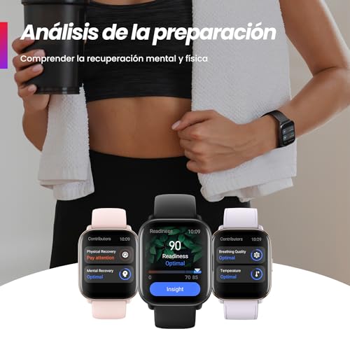 Amazfit Active Reloj inteligente con entrenador de ejercicio físico AI, GPS, llamadas Bluetooth, almacenamiento de música, batería de 14 días, pantalla AMOLED de 1,75" y Alexa-Enabled, Rosa