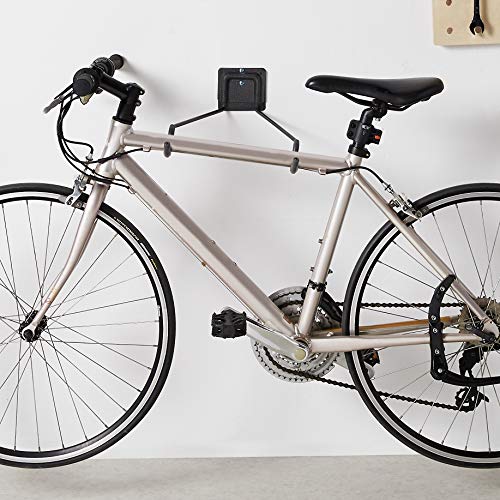 Amazon Basics Acero aleado Soporte horizontal de pared para bicicleta, instalación sencilla, 5,1 x 20,3 x 38,1 cm, Gris Martelé