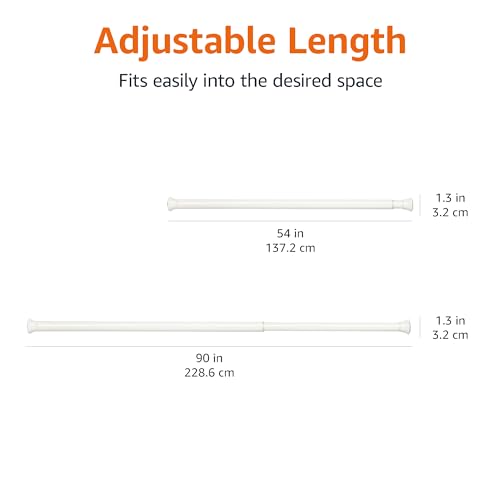 Amazon Basics - Barra de tensión para cortina de ducha o marco de puerta, Blanco, 137 a 229 cm