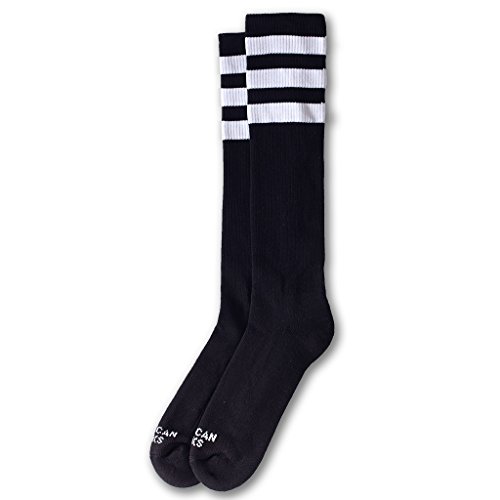 American Socks Back in Black - Knee High - Calcetines Deportivos Altos, Algodón Organico, Transpirables hasta la rodilla. Snowboard, Skate, Crossfit, Gimnasio Made in Barcelona