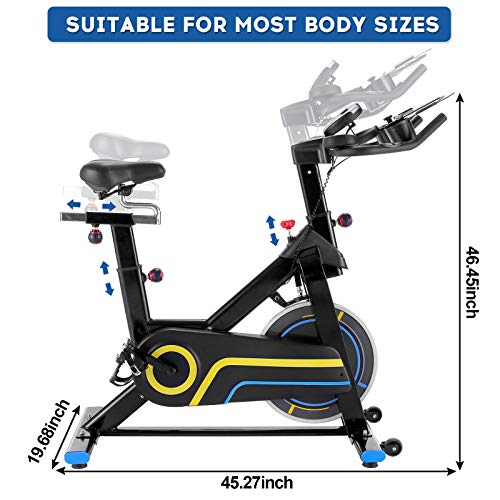 ANCHEER Bicicleta estática bicicleta de fitness, bicicleta de ejercicio, pantalla LCD y control APP, cojín ajustable, soporte de tableta/volante silencioso
