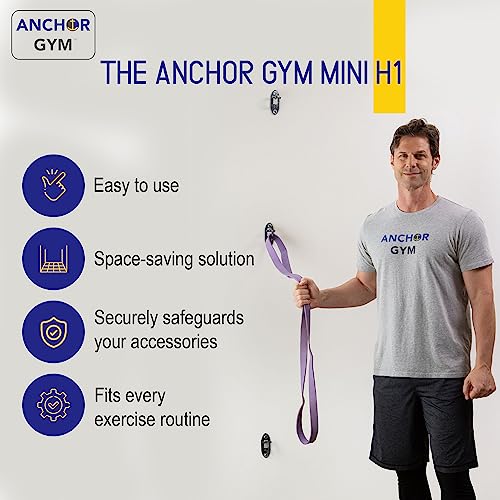Anchor Gym Juego de 3 mini anclajes H1 de montaje en pared. Diseñado para correas de peso corporal, bandas de resistencia, entrenamiento de fuerza, gimnasio en casa, terapia física