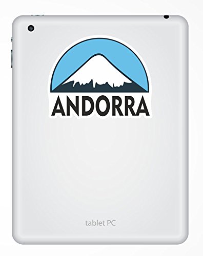 Andorra - 2 x 10 cm - Adhesivo de vinilo para ski/snowboard para iPad, ordenador portátil, equipaje de viaje # 5123 – 10 cm de ancho x 8 cm de largo