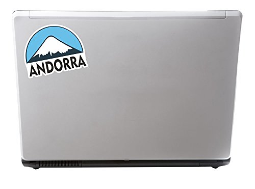 Andorra - 2 x 10 cm - Adhesivo de vinilo para ski/snowboard para iPad, ordenador portátil, equipaje de viaje # 5123 – 10 cm de ancho x 8 cm de largo