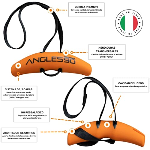 Angles90 Grips - Asas para Entrenamiento dinámicas conectables a Barras de dominadas, Barras, Equipos para dorsales y remos - Made in Italy