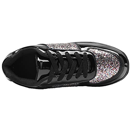 ANUFER Mujer Súper Ligero Plataforma Zapatillas con Cordones Cuña Zapatos Deportivos Negro SN070680 EU39.5