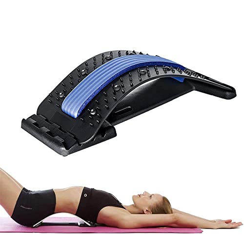 Anyingkai - Estiramiento de espalda, 3 niveles ajustables, para la columna lumbar, alivio y relajación (Azul negro)