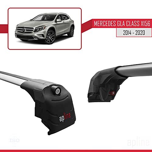Apline Compatible con Mercedes GLA (X156) 2014-2020 Barras de Techo Ace-2 Portaequipajes Barras Transversales Gris