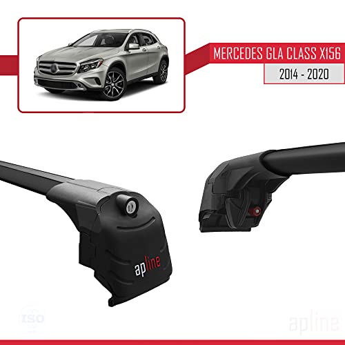 Apline Compatible con Mercedes GLA (X156) 2014-2020 Barras de Techo Ace-2 Portaequipajes Barras Transversales Negro