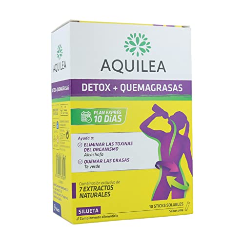 AQUILEA | Detox + Quemagrasas |10 Sticks Solubles | Sabor Piña | Neutralizar y Eliminar Toxinas | Complemento Alimenticio