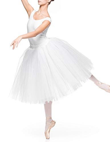 Arabesque - Tutú de ballet para mujer, estilo romántico y clásico, 3 capas, tul, color blanco, XS/S