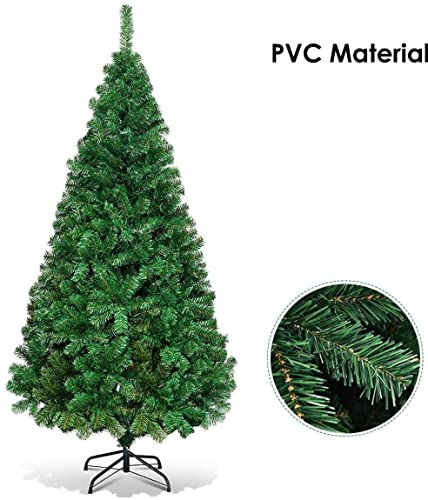 Árbol de Navidad 180 cm Altura Navideño Verde Soporte de Pie Metálico - Medidas 90-180 cm Fácil Montaje