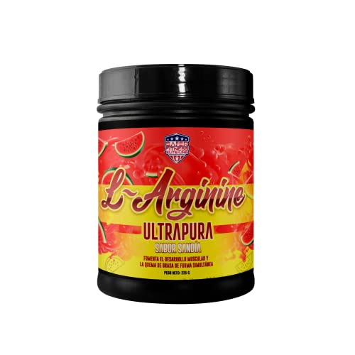 Arginina pura formato en polvo | 4000 mg de L-Arginina por toma | Mejora el rendimiento deportivo, elimina la fatiga muscular y mayor desarrollo muscular | Rápida absorción | Sabor sandía | 225 gr
