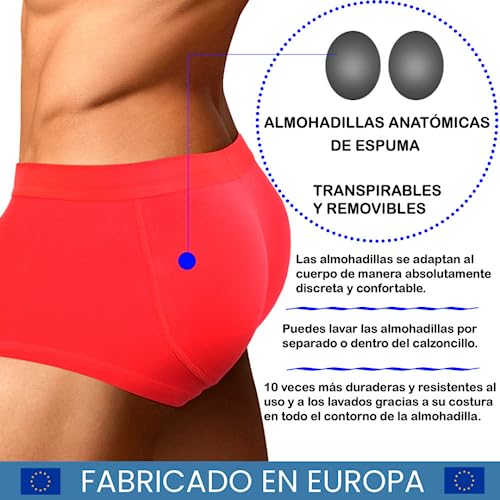 ARIUS Calzoncillo Boxer con Relleno Trasero para Aumentar el Volumen y tamaño de glúteos y Levantar - Push up y Relleno de Nalgas - Men’s Padded Buttocks - Men's Shapewear (S)