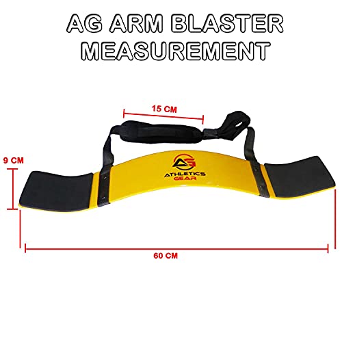 Arm Blaster - Aislador de bíceps | Cuerpo de aluminio con acolchado de espuma de neopreno, doble remachado y correa ajustable, soporte bien equilibrado (amarillo)