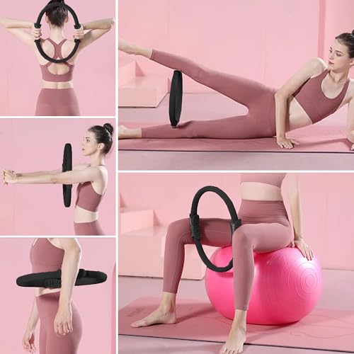 Aro de Pilates para Entrenamiento - Anillo de Yoga con Doble Asa – Círculo Pilates Fitness de Resistencia y Flexibilidad - Aro mágico para piernas y Brazos.