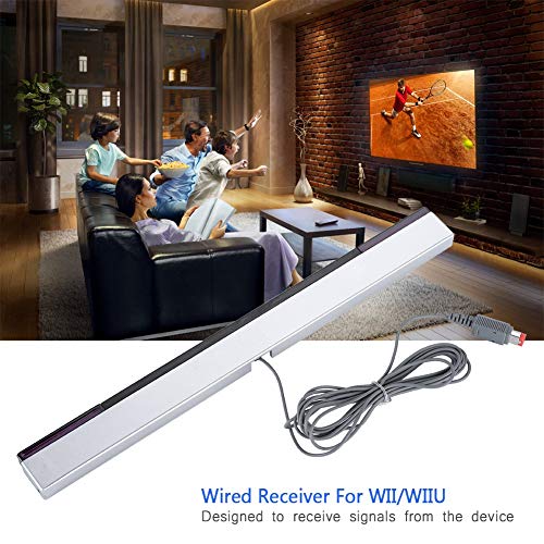 ASHATA Receptor Señales con Cable para Nintendo Wii/WIIU,Barra de Sensores IR con Soporte del Televisor,Monitor,etc.