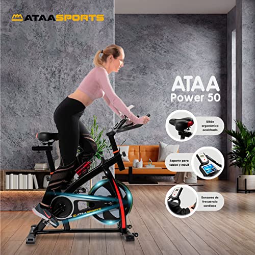 ATAA Power 50 Bicicleta de ciclo indoor- Negro -Bicicleta estática semi profesional