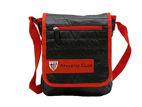 Athletic Club- Bandolera Soft con Cremallera, Portatodo, Bolso, Color Rojo y Negro, Producto Oficial (CyP Brands)