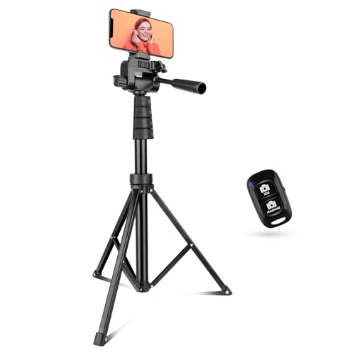 Aureday Trípode para teléfono y cámara de 67 pulgadas, trípode para palo selfie con control remoto y soporte para teléfono, perfecto para selfies/grabación de vídeo/vlogging/transmisión en vivo