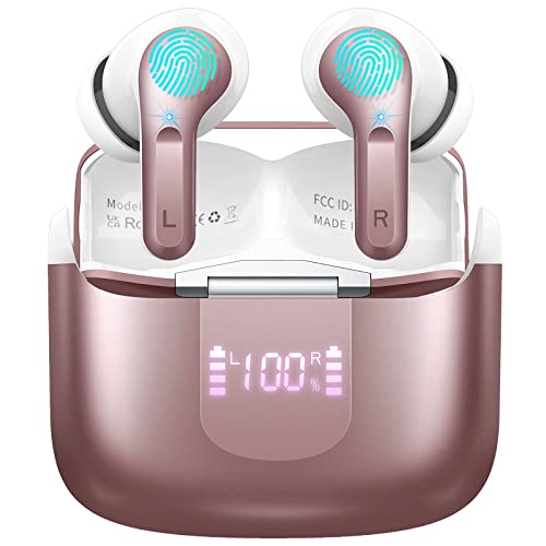 Auriculares Inalámbricos, 2023 Auriculares Bluetooth 5.3 con HD Micrófono, HiFi Estéreo, Cascos Inalambricos Bluetooth Pantalla LED Doble, 40H In-Ear Auriculares IP7 Impermeable, Control Táctil, USB-C