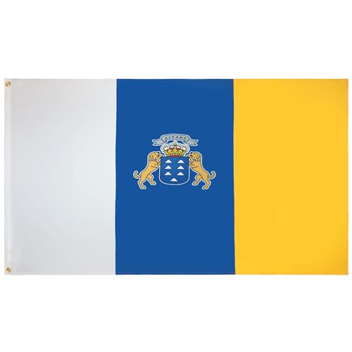 AZ FLAG - Bandera Canarias - 90x60 cm - Bandera Canaria 100% Poliéster con Ojales de Metal Integrados - 50g - Colores Vivos Y Resistente A La Decoloración