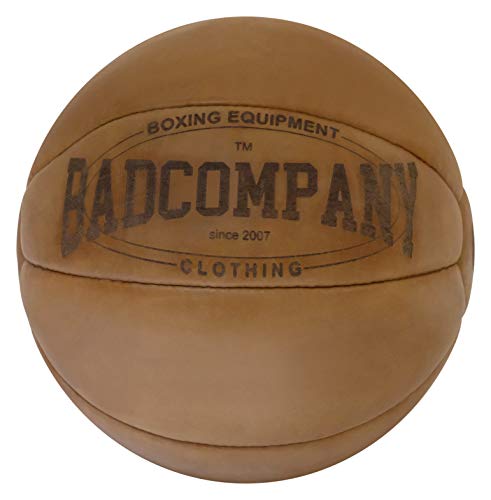 Bad Company - Balón medicinal (piel, 10 niveles de peso, 1-10 kg), color marrón claro o negro, color marrón, tamaño 7 kg