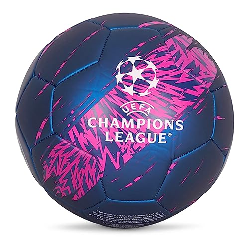 Balón Champions League - Pelota de fútbol oficial para adultos y niños. Tamaño grande 5 (azul marino rosa).