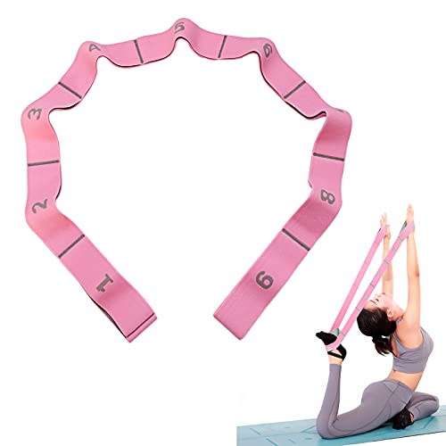 Bandas elásticas de Resistencia, 9 bucles para Yoga, estiramientos, ceinturas, elásticas, Correa elástica de látex para Danza, Yoga, Fitness, Pilates, Fisioterapia(Rosa)