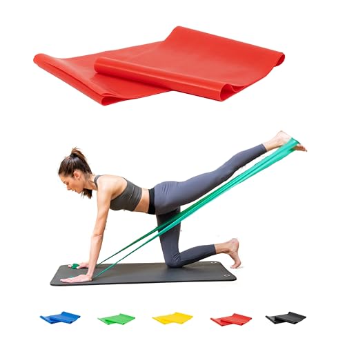 Bandas elasticas musculacion para Fitness, Yoga, Pilates, Fisioterapia y Rehabilitacion. Gomas elasticas musculacion con Diferentes Resistencia. Bandas elasticas Marca C+I. (Rojo)